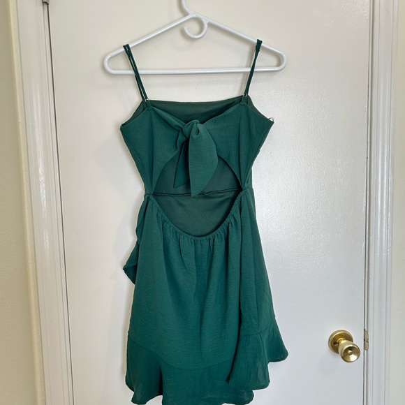 Lovely Day Emerald Green Spaghetti-Strap Ruffle Midi Dress - Picture 2 of 7